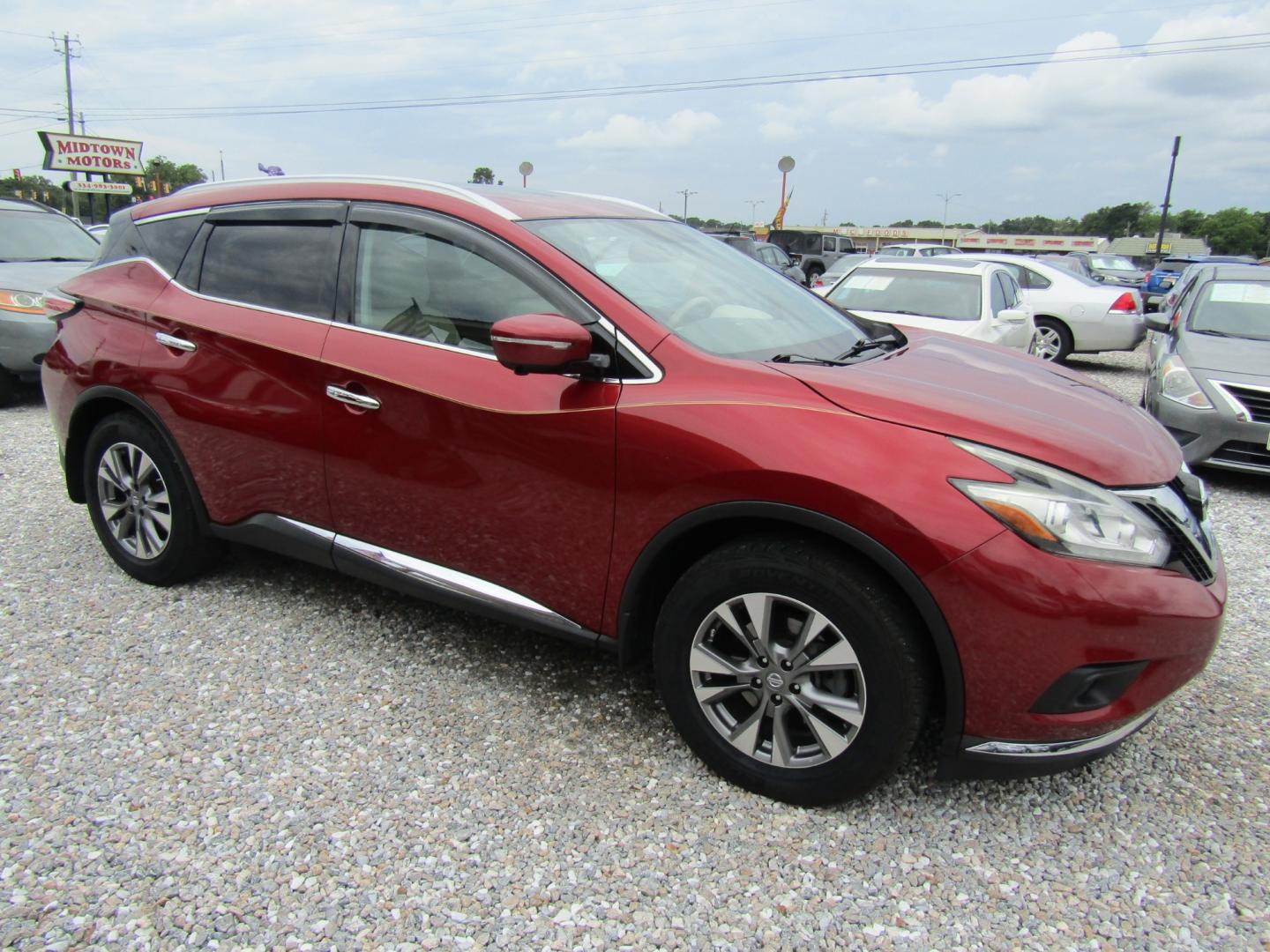 2015 Red /Tan Nissan Murano Platinum FWD (5N1AZ2MG7FN) with an 3.5L V6 DOHC 24V engine, Automatic transmission, located at 15016 S Hwy 231, Midland City, AL, 36350, (334) 983-3001, 31.306210, -85.495277 - Photo#0